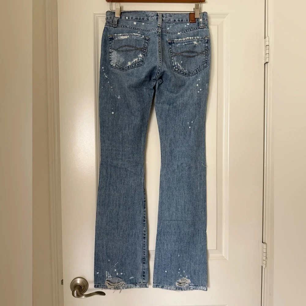 Abercrombie & Fitch Light Blue Distressed boot cut Jeans - Picture 2 of 3